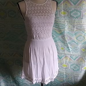 Hollister White Linen/Crochet Mini Dress XS